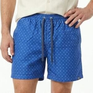 Vertical Sport Men’s Royal Blue Swim Trunks Geometric Micro Print Board Shorts